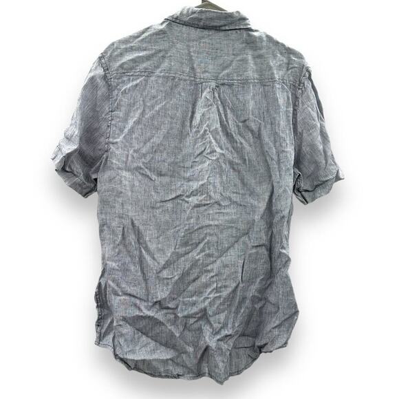 Report Collection Heritage 100% Linen Blue Striped Button Down Shirt Sz L NEW - Picture 4 of 8